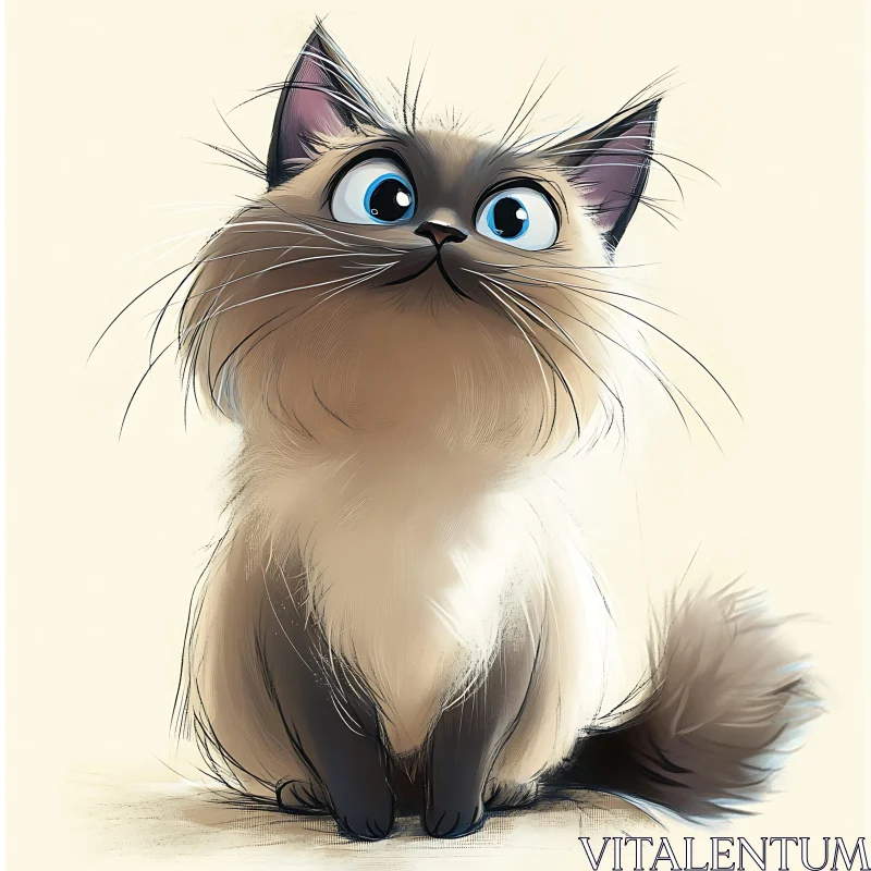 Adorable Fluffy Cat with Big Blue Eyes AI Image