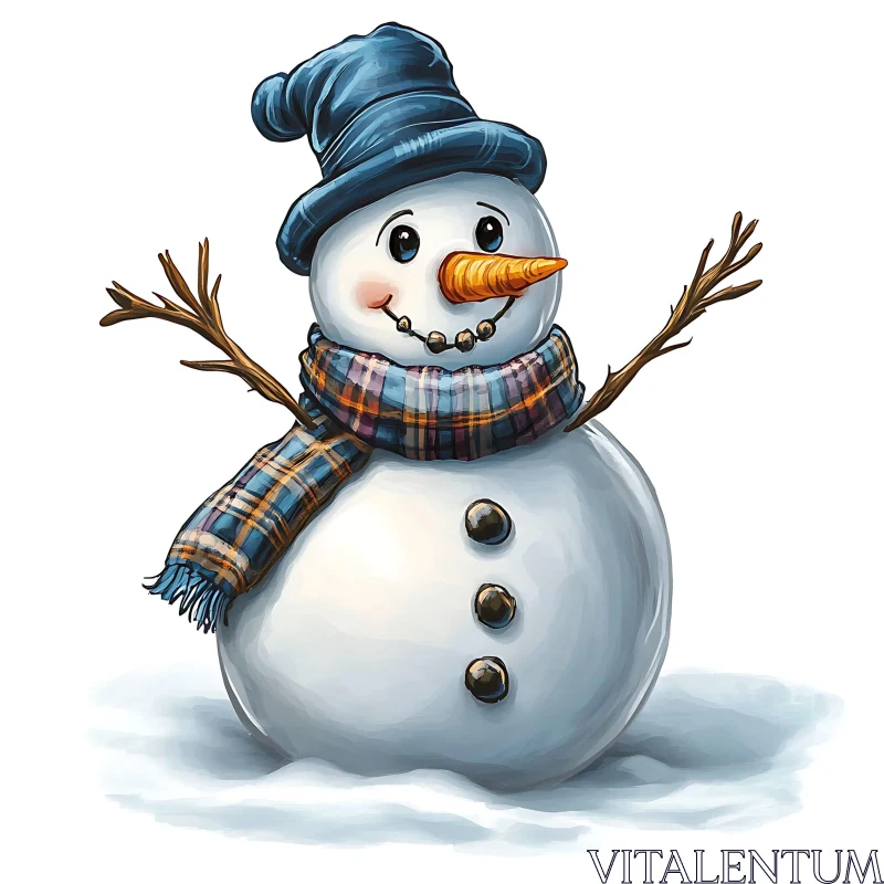 Winter Cartoon Snowman AI Image