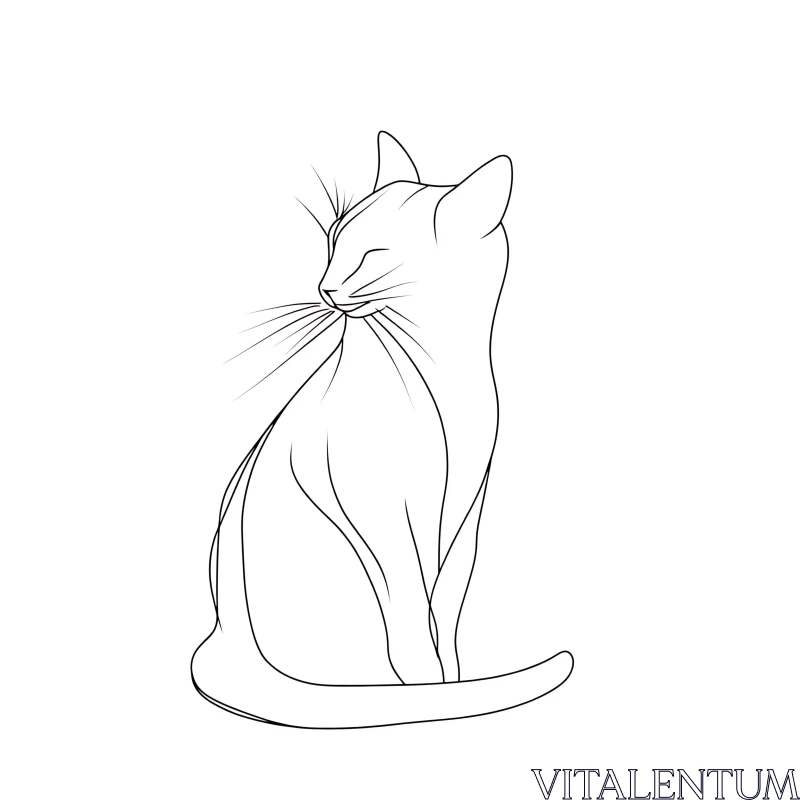 Elegant Cat Line Art Sketch AI Image