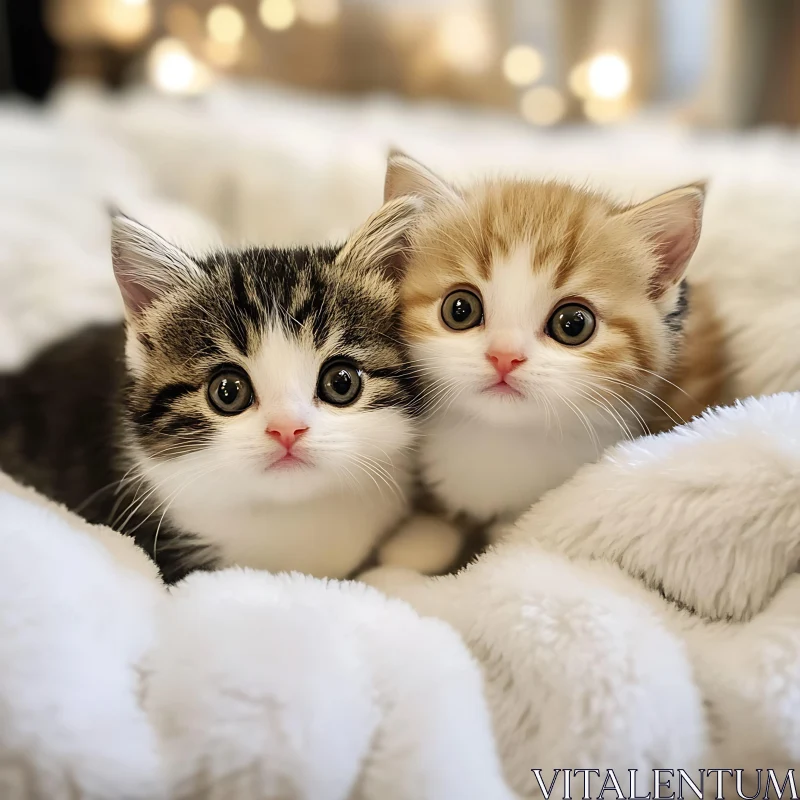 Cute Kittens on Fluffy Blanket AI Image