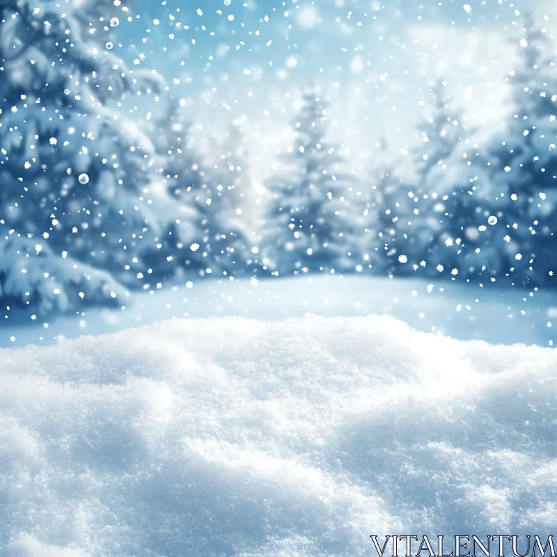 Peaceful Snow-Covered Forest in Winter AI Image