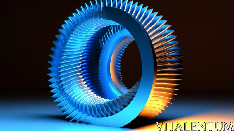 AI ART Blue and Gold 3D Turbine Illustration