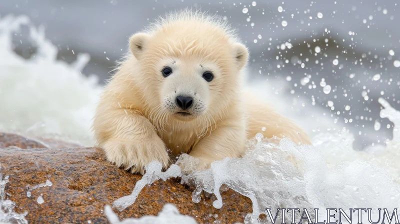 Captivating Polar Bear Cub in the Arctic AI Image