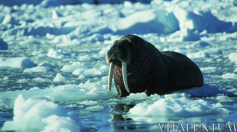 Captivating Walrus on Arctic Ice - A Symbol of Solitude and Strength AI Image