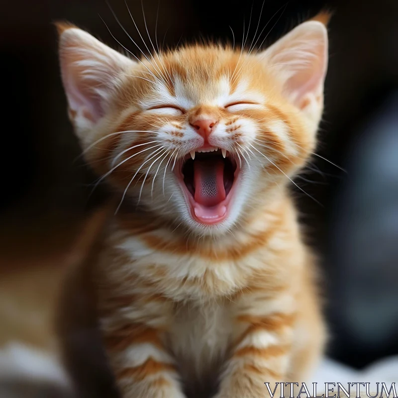 Yawning Ginger Kitten AI Image