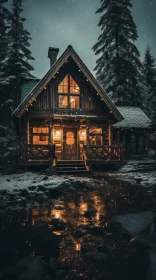 Enchanting Cabin in Snowy Forest | Vintage Aesthetics