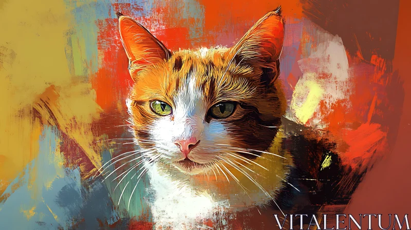 AI ART Colorful Abstract Cat Portrait Art