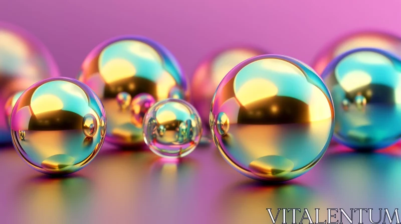 Iridescent Spheres - Abstract 3D Render AI Image