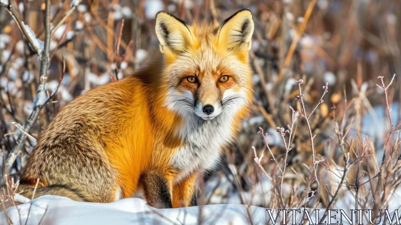 Red Fox in Winter Forest: A Majestic Encounter AI Image