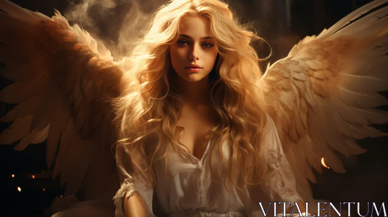 AI ART Serious Fantasy Woman with White Wings