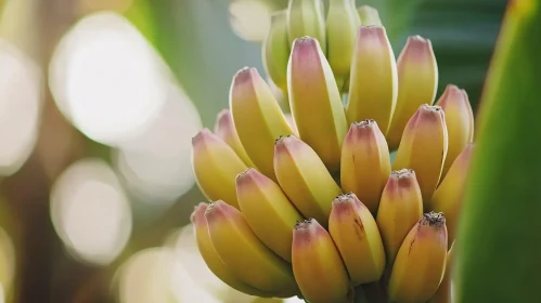 Bunch of Ripe Bananas Hanging on a Banana Plant