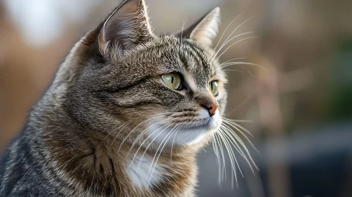 Detailed Feline Portrait with Striking Green Eyes