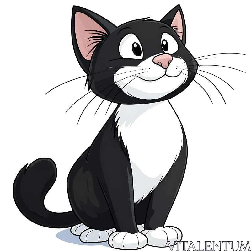 Playful Cartoon Cat with Whiskers AI Image