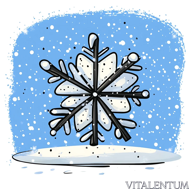 Snowflake Art in Blue Winter Scene AI Image