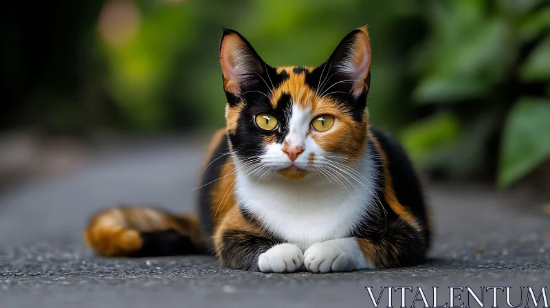 AI ART Close-Up Image of a Tri-Colored Calico Cat