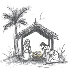 Christmas Nativity Scene Illustration