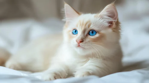 Cute White Kitten with Blue Eyes