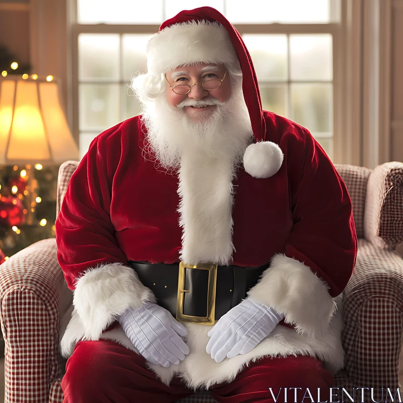 Classic Santa Claus in Holiday Decor AI Image