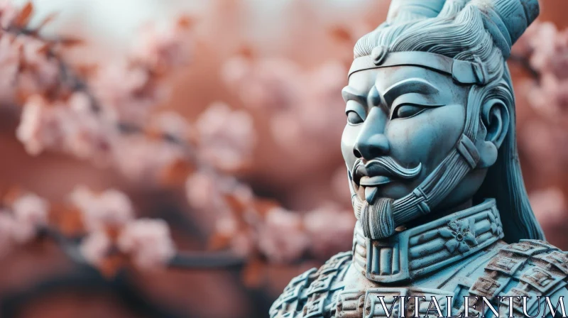 Chinese Warrior Statue Close-up AI Image