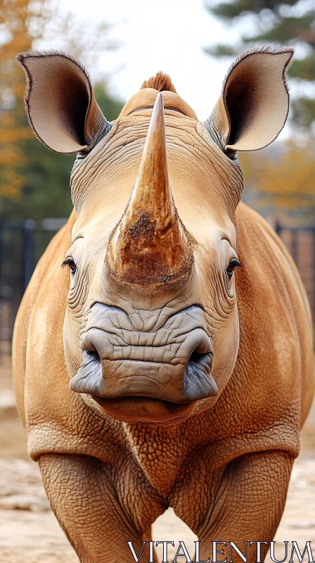 Close-Up Rhinoceros in the Wild AI Image