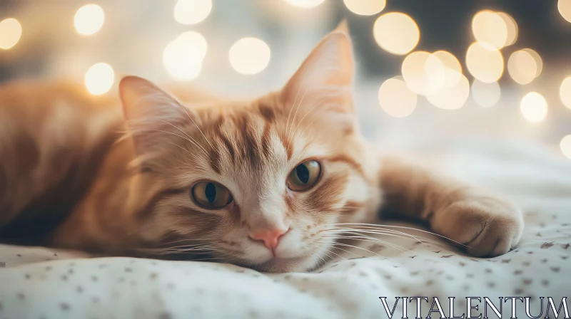 Serene Portrait of a Ginger Cat with Bokeh Effect AI Image