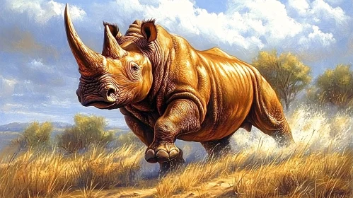 Charging Rhino Artwork