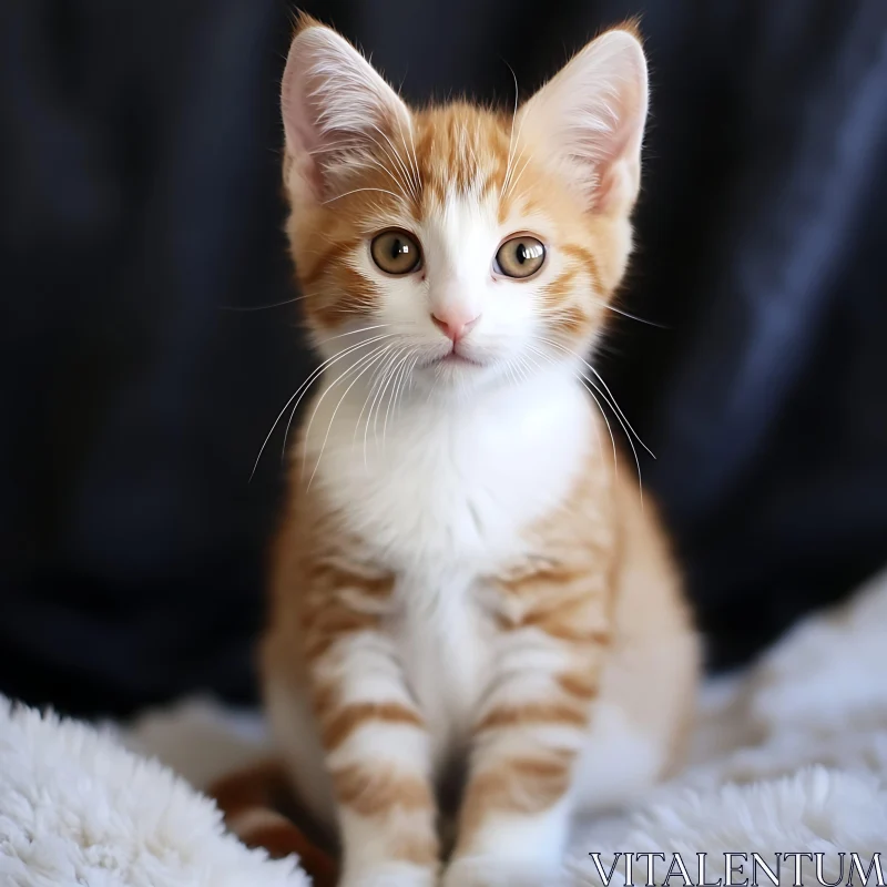 AI ART Curious Kitten Sitting on a Soft Blanket