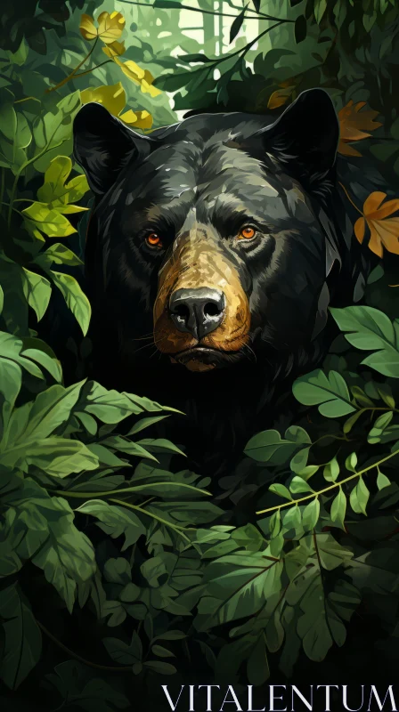 Black Bear in Forest: A Concept Art Portraiture AI Image
