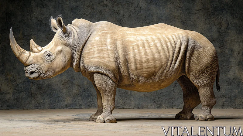 AI ART Elegant Rhino with Prominent Horn