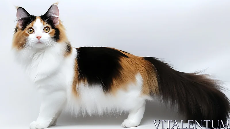 Beautiful Fluffy Calico Cat AI Image