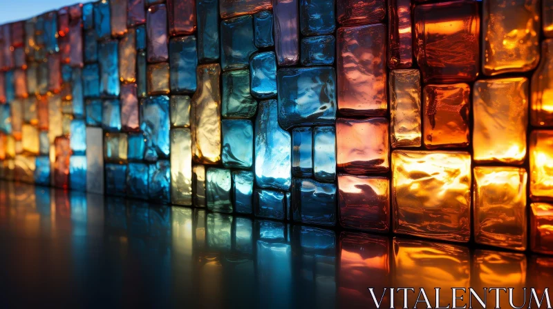 Colorful Glass Blocks Wall Art AI Image