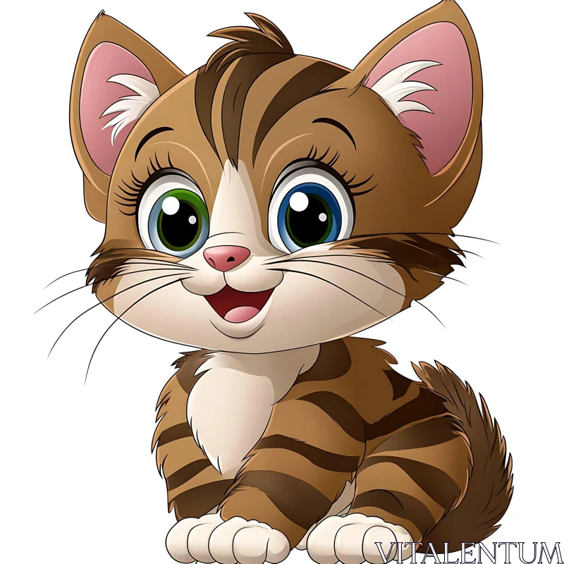 Cute Cartoon Kitten Character Illustration AI Image