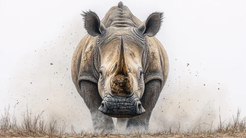 Majestic Rhino Rushing Forward