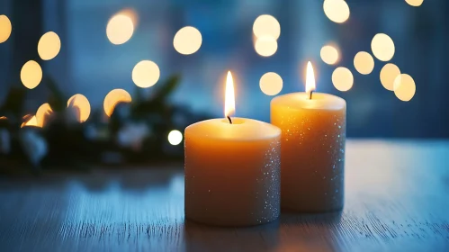 Serene Candlelit Ambiance with Gentle Bokeh Lights