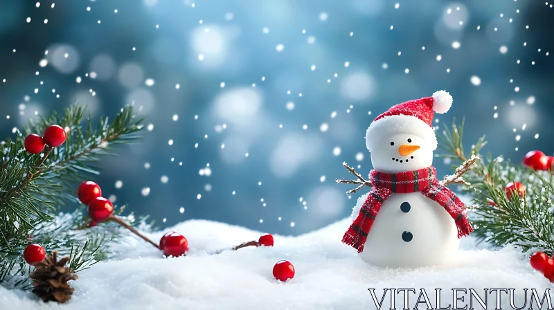 AI ART Festive Snowman in Winter Scene