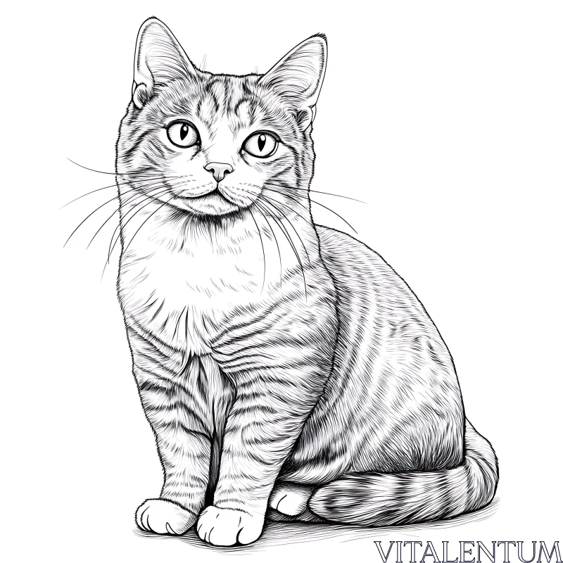 AI ART Intricate Cat Line Art