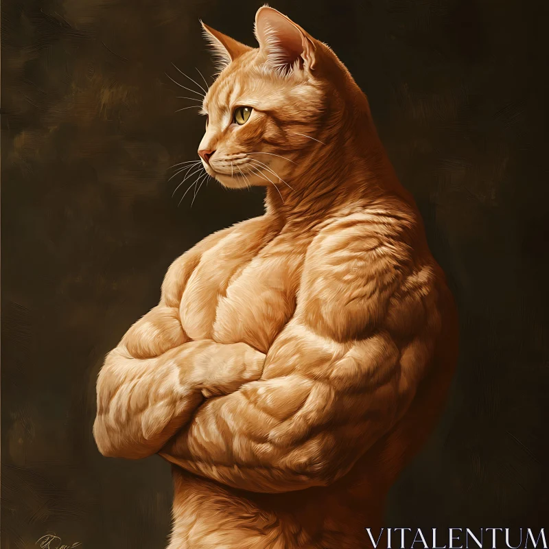 Powerful Anthropomorphic Cat Art AI Image