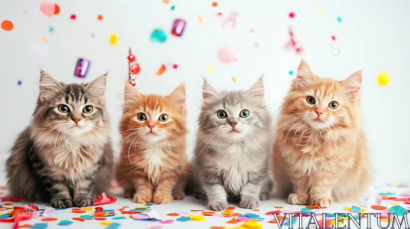 Cute Furry Kittens in a Festive Setting AI Image