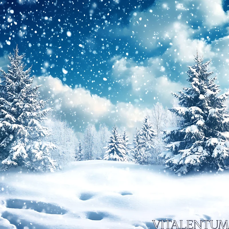 Snowy Forest in Winter AI Image