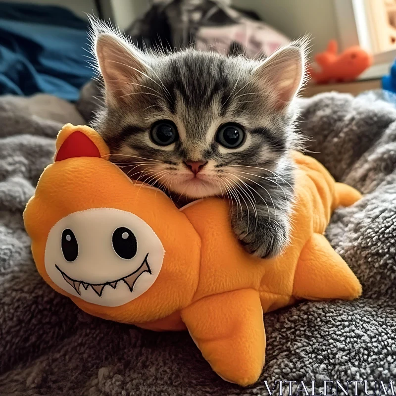 Adorable Kitten with Toy AI Image