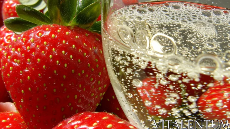 AI ART Close-Up Image of Champagne with Strawberries