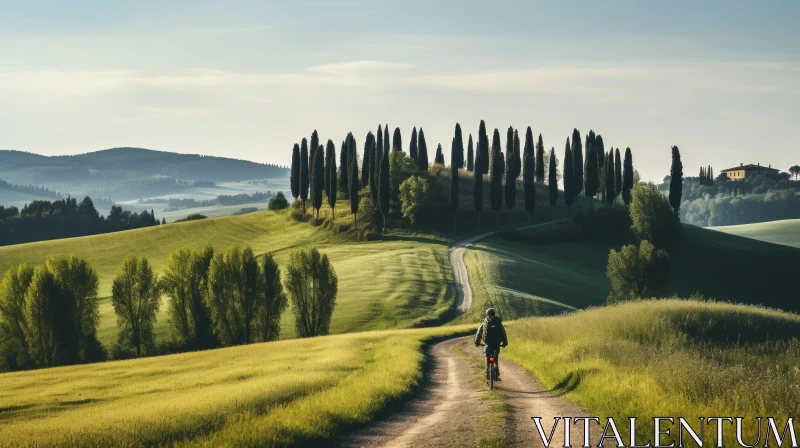 Cycling through the Serene Countryside of Tuscany, Italy AI Image