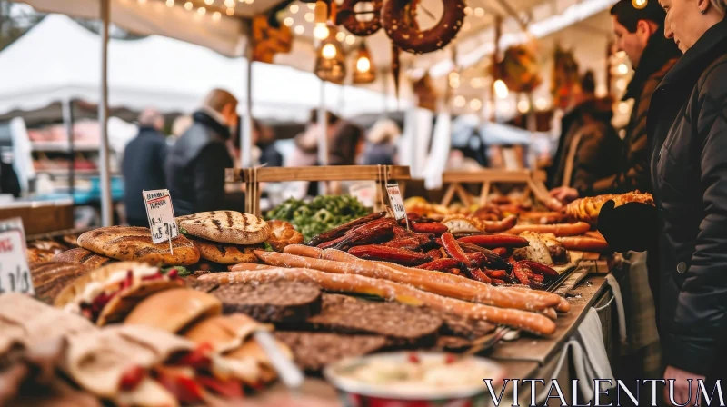 Delicious Delights: Exploring a Vibrant Food Market AI Image