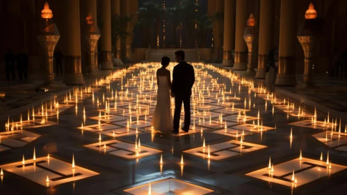 Romantic Wedding Scene Illuminated by Candles