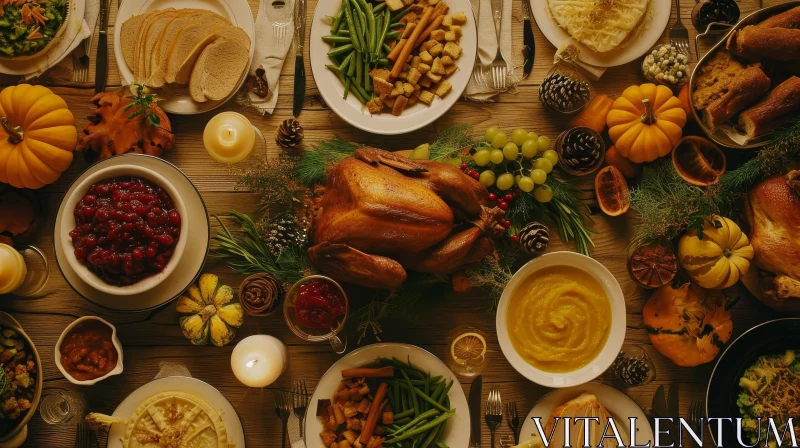 AI ART Thanksgiving Feast: Roasted Turkey and Traditional Sides