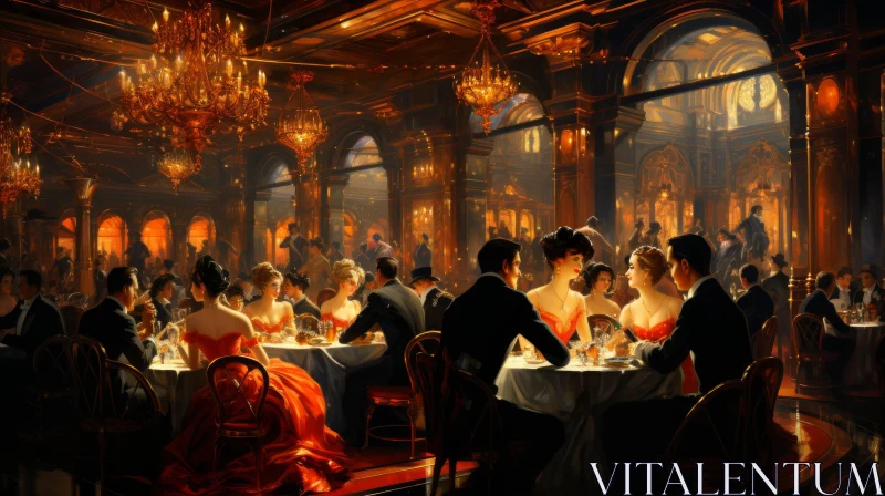 The Dining Room: A Captivating Painting of Grandeur and Cabaret Scenes AI Image