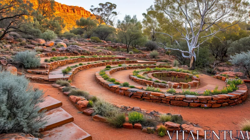 AI ART Tranquil Garden with Spiral-Shaped Path | Nature Photography
