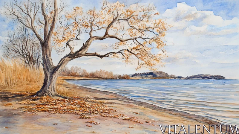 AI ART Tranquil Autumn Scene by the Lake