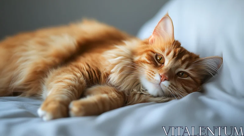 Charming Ginger Cat Resting Peacefully AI Image