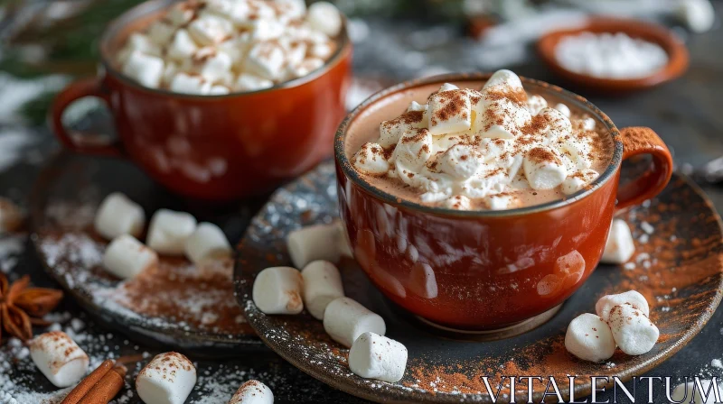 AI ART Delicious Hot Chocolate with Marshmallows on a Dark Background